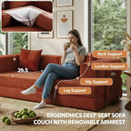 78.8" Couch for Living Room, Futon Sleeper Sofa Bed | Convertible Sofa Bed, Corduroy Pull Out Couch Loveseat with Storage Pocket, Modular Design, No Assembly, Orange