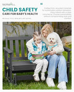 SERWALL 2 Person Patio Glider Bench, HDPE All Weather Swinging Bench, Grey