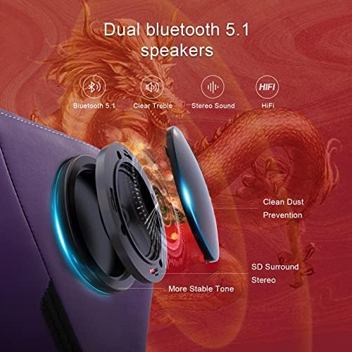 GTPLAYER Gaming Chair with Bluetooth Speakers and Footrest, Dragon Series Video Game Chair, Heavy Duty Ergonomic Chair Esports Gaming Chair, Computer Office Desk Chair (Purple)