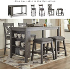 Signature Design by Ashley Caitbrook Counter Height Dining Table, Gray | Built-in side storage shelves, Veneers, wood and engineered wood construction, Kitchen island with seating