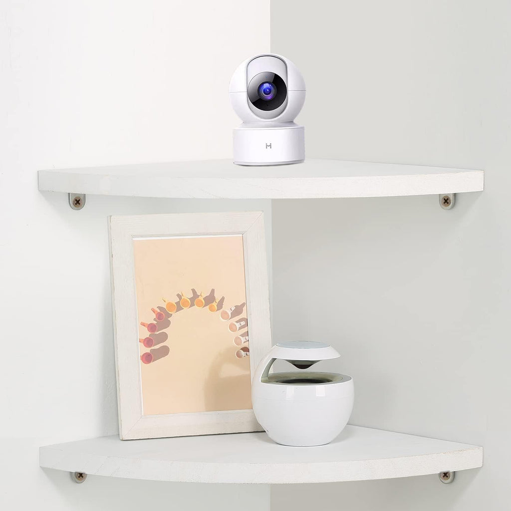 JORIKCHUO 10 inch Corner Wall Shelf Set of 2, Solid Wood Corner Floating Shelves for Wall, Round End Wall Mounted Floating Shelf for Bedroom, Living Room and Kitchen (White-10 inch)