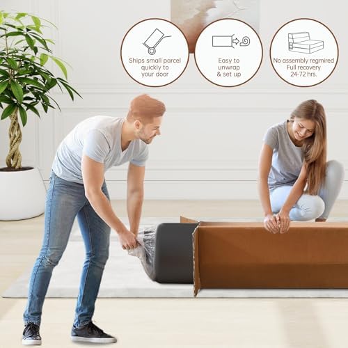 Nigoone Queen Size Folding Sofa Couch Memory Foam with 2 Pillows Sleeper Chair Lazy Couch Triple Futon Convertible Guest Beds, Washable Cover, Dark Gray