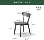 Dining Chairs, Kitchen Chairs, 100% Oak Solid Wood Modern Chair with Curved Backrest Kitchen & Dining Room Chairs Modern Chair for Living Room (Black, 6 Pack)