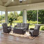 Belord Wicker Outdoor Furniture Patio Furniture Set - 6 Piece Patio Conversation Set with Swivel Rocker Chairs, Rattan Sofa, Ottomans and Coffee Table, Gray Cushion