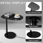 C Shaped End Table for Couch - Modern Metal Sofa Side Table with Round Base, Slide Under Accent Table for Small Spaces, Living Room Bedroom Office, Black, 24.8 Inch