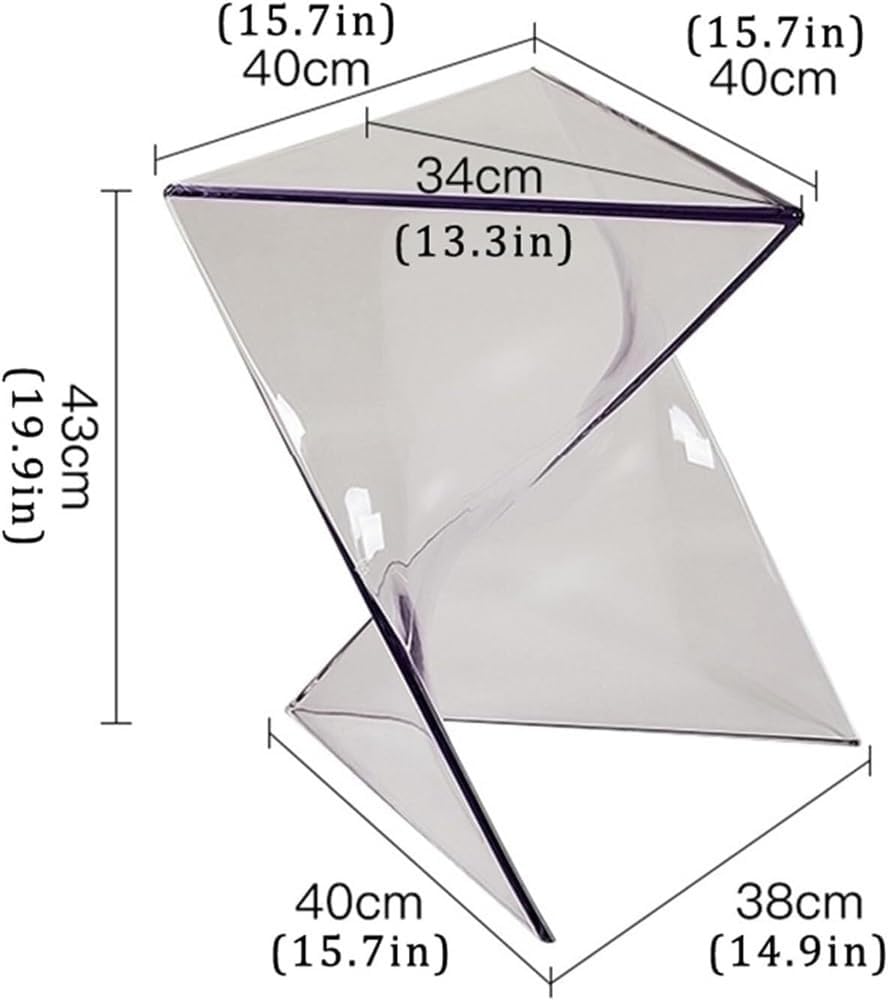 Modern Acrylic Coffee Table, Stackable End Tables Living Room, Clear Plastic Corner Side Table, Acrylic Nightstand for Living Room, Bedroom, Study, Patio(Transparent)