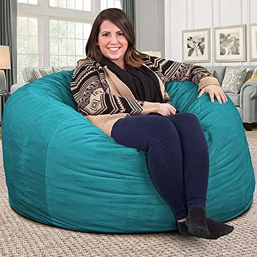 ULTIMATE SACK | 4 Ft Bean Bag Chair Replacement Cover Only | Teal Suede | Removable Washable Cover only