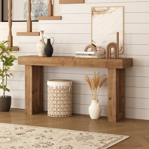 HOKYHOKY Solid Wood Entryway Table, 59-Inch Long Farmhouse Console Tables | Rectangular Behind Couch Table, Wooden Sofa Tables, Hallway, Entrance, Foyer, Living Room