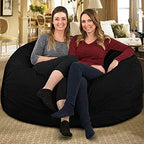 ULTIMATE SACK | 5 Ft Bean Bag Chair Replacement Cover Only | Black Fur | Removable Washable Cover only