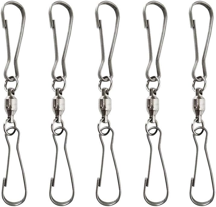 5pcs Extra Large Smooth Spinning Dual Clip Swivels Wind Spinner Hangers Spiral Tails Twisters Wind Socks, for Spinning windsocks and Any Kites, Flower pots, Plants, Bird feeders, Solar Lights, Flags