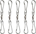 5pcs Extra Large Smooth Spinning Dual Clip Swivels Wind Spinner Hangers Spiral Tails Twisters Wind Socks, for Spinning windsocks and Any Kites, Flower pots, Plants, Bird feeders, Solar Lights, Flags