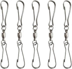 5pcs Extra Large Smooth Spinning Dual Clip Swivels Wind Spinner Hangers Spiral Tails Twisters Wind Socks, for Spinning windsocks and Any Kites, Flower pots, Plants, Bird feeders, Solar Lights, Flags