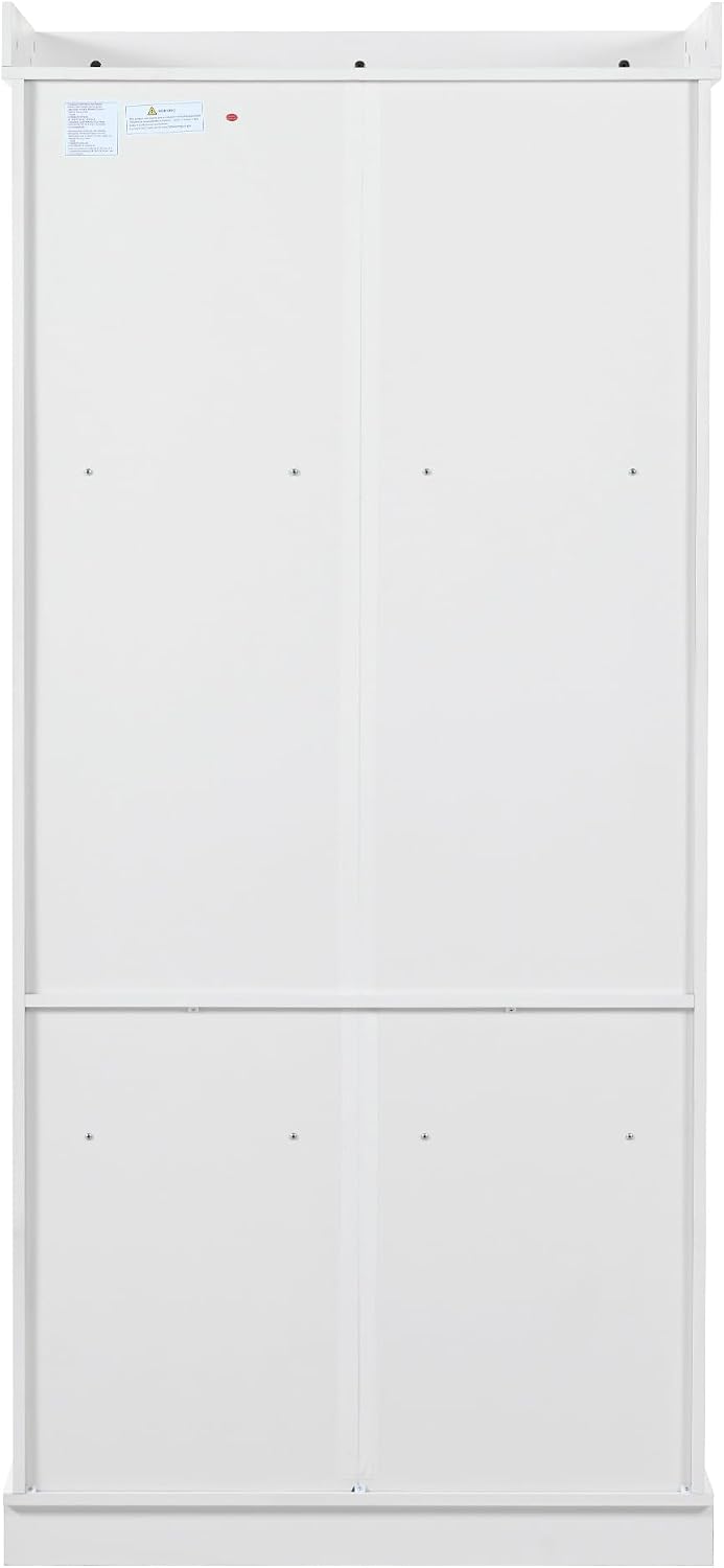 Polibi 77" Tall Freestanding Kitchen Pantry Cabinet, 35" L x 17.7" W Modern Shaker Style Storage Cupboard with Adjustable Shelves, Wine Racks, Drawers, Door Shelves, White