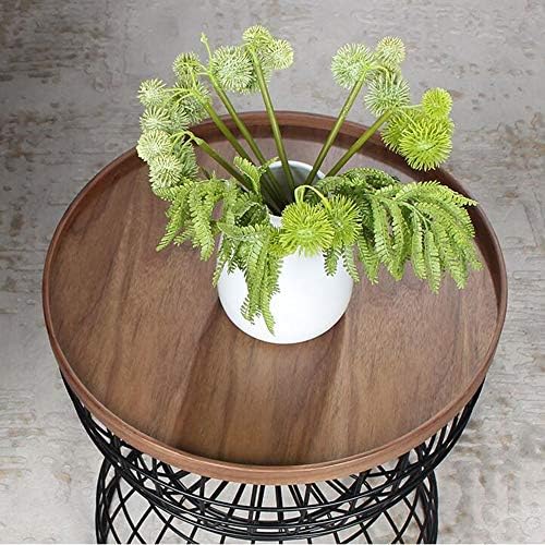 Telephone Table, Mobile Tray Sofa Side Table,Retro Solid Wood Telephone Desk,with Metal Storage Space,Diameter 16.14inch (Color:Walnut,Size:16.1416.1419.68in)