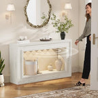 Rresyet 55" Narrow Entryway Console Table with LED Lights & Storage, White