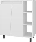 Tuhome Cesna Microwave Sideboard Kitchen Pantry Cabinet, 36.3" Freestanding Pantry Storage with 2 Doors, 5 Shelves & Appliance Surface, White Engineered Wood