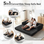 79" Convertible Sofa Bed, Couch for Living Room (Black)