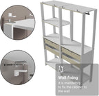 Madesa Kitchen Pantry Storage Rack with 4 Drawers, 5 Shelves and Hanging Space 55" L Multiuse Modular Cabinet for Kitchen Organization - White