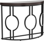 Tribesigns Half Moon Console Table for Entryway, 43 Inch Industrial Semi Circle Sofa Table with Geometric Base, Wood Accent Table for Living Room, Hallway, Foyer, Entrance, Rustic Brown