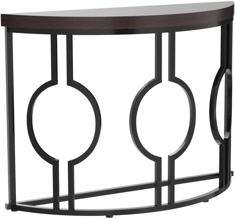 Tribesigns Half Moon Console Table for Entryway, 43 Inch Industrial Semi Circle Sofa Table with Geometric Base, Wood Accent Table for Living Room, Hallway, Foyer, Entrance, Rustic Brown