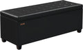 ABHENG Synthetic leather Storage ottoman bench with legs,43.5”W x 15.7”D x 15.7”H,metal frame end of bed bench hold up to 770 LB,Large Storage Chest hold up to 770 LB,Black UASND622B