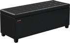 ABHENG Synthetic leather Storage ottoman bench with legs,43.5”W x 15.7”D x 15.7”H,metal frame end of bed bench hold up to 770 LB,Large Storage Chest hold up to 770 LB,Black UASND622B