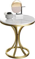 Small Round Table, Couch Side Table, Nightstand, TV Tray Table for Living Room, Bedroom, Modern Balcony Sofa Table with Metal Bracket for Working Watching Movies Breakfast(A,50CM)