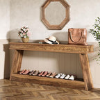 Tribesigns 70.9 Inch Extra Long Console Table for Entryway, 2-Tier | Narrow Sofa Table, Behind Couch Table, Farmhouse Entryway Table with Storage, for Living Room, Hallyway, Foyer, Rustic Brown