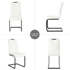 Henf Modern Dining Chairs Set of 2,Dining Room Chair Side Chairs with PU Leather Seat Black Metal Legs,Comfortable Dining Kitchen Chairs for Dining Room Living Room,White Armless Dining Chairs for 2