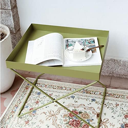 Telephone Table, Grass Green Metal Nightstand/End Table,Square Pallet Sofa Side Table,High and Narrow Entryway Table ，Telephone Table for Living Room,Bedroom and Off(Size