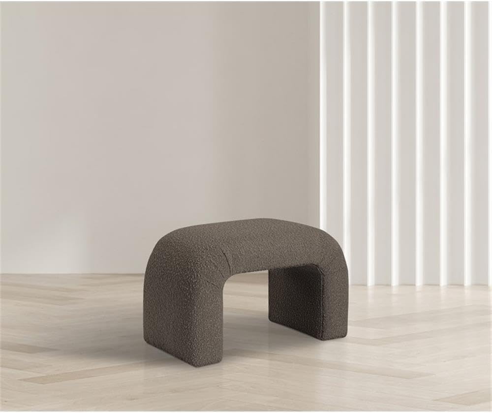 Meridian Furniture 169Brown Niagara Collection Modern | Contemporary Boucle Fabric Upholstered Bench with Rich Brown Boucle Fabric, Curved Contemporary Design, 28" W x 15.5" D x 17.5" H, Brown