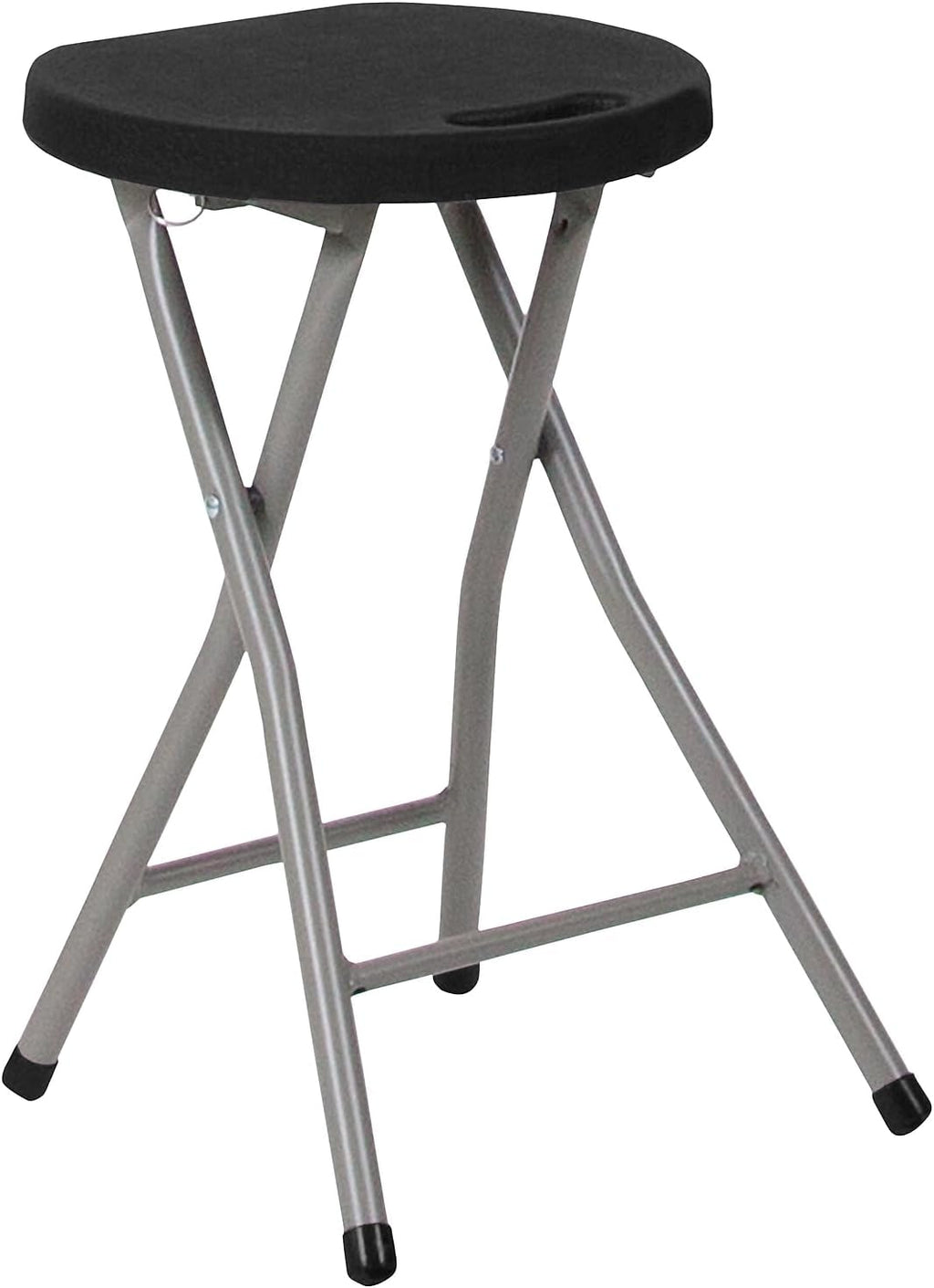 Flash Furniture Micah Foldable Stool with Black Plastic Seat and Titanium Gray Frame | Lightweight, Compact, Easy Storage, Indoor Use