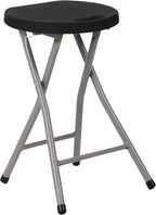 Flash Furniture Micah Foldable Stool with Black Plastic Seat and Titanium Gray Frame | Lightweight, Compact, Easy Storage, Indoor Use
