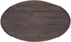 Pemberly Row 3-Piece Living Room Table Set, Metal Frame and Gray Wirebrush Finish, Includes Oval Cocktail Table with Casters and 2 Tiered End Tables, Open Shelf Design, Modern Coffee Table Set