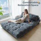 MAXYOYO Folding Sofa Bed, Convertible Chair Bed with Pillow | Foldable Couch with Back Support, Portable Fold Out Chair Comfy Floor Sofa for Living Room Bedroom, Dark Grey, Double