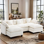 Hanherry Modular Sectional Sofa,Cloud Couch for Living Room,Modern Deep Seat Sofa Chenille Fabric Comfy Couches with Throw Pillows & Movable Ottoman for Apartment