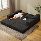 Cloud Modular Sectional Sofa, Comfy Couch for Living Room, Modern L-Shaped Couch with Reversible Chaise, Customizable Sleeper Sofa with Non Slip, No Assembly & Deep Seat, Black