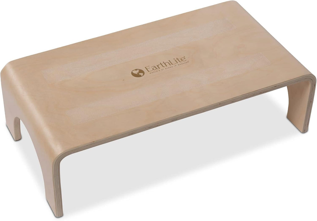 EARTHLITE Wooden Step Stool - Beautiful Finish, Large Surface, Strong & Stable Bed Step, Foot Stool, Massage Step-Up (4" or 7")