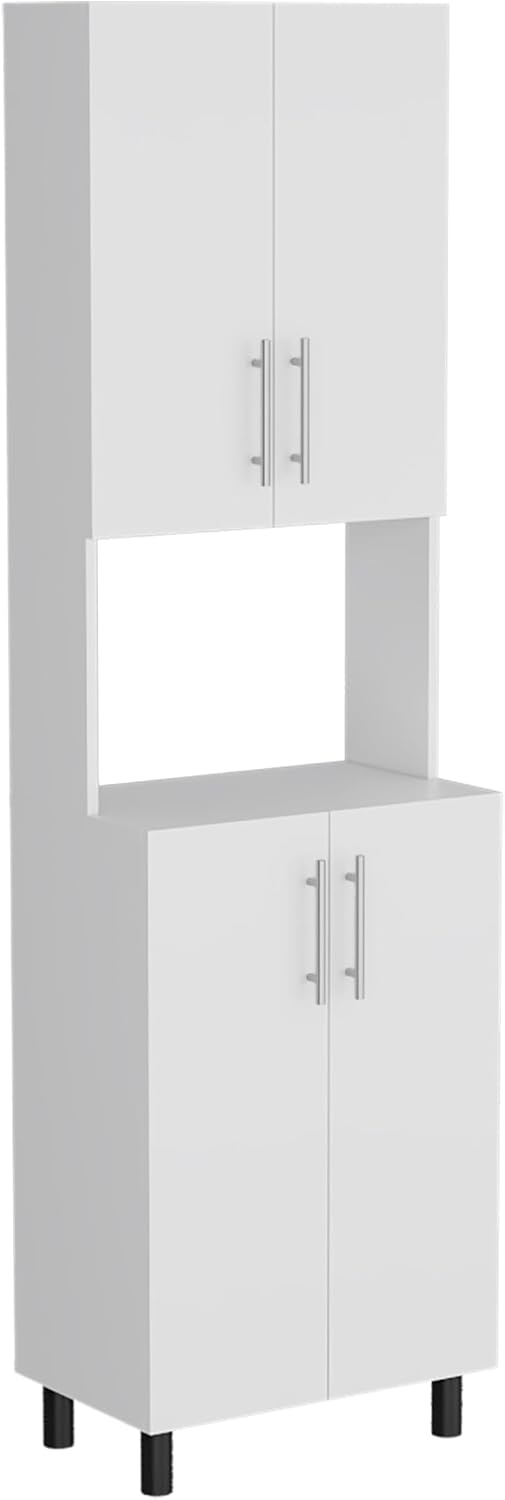 DEPOT E-SHOP 22" Olivet Kitchen Pantry, 4 Doors, 4Shelves, White - Kitchen – Tall Kitchen Storage & Pantry Organization for Kitchen, Dining Room & Utility Room Organization
