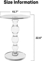 Acrylic Side Table, Acrylic end Table, Clear Small Round Side/End Tables with Support Rod, Modern Drink Table/Nightstand for Living Room Bedroom Lobby Balcony, 15.7'' L x 15.7'' W x 22.6'' H