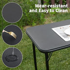 KAIHAOWIN Folding Table Chair Set, Black Vinyl Folding Card Table Chair, No Assembly Required Lightweight Foldable Table Chair Set for Everyday Use Indoor/Outdoor/Camping