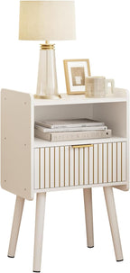 Night Stand, Modern Side Table, Small Nightstand, Wood Bedside Table with Storage Drawer End Table for Bedroom,Living Room,Office,White