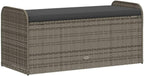 Poly Rattan Outdoor Storage Bench with Cushion Gray, 45.3"x20.1"x20.5", Patio Seat with Water-Proof Bag and Gas Spring