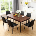 Black Dining Chairs Set of 8, Mid Century Modern Faux Leather Kitchen Chairs, Comfy Upholstered Dinner Chairs with Durable Metal Legs for Dinning Room Living Room Kitchen, Black