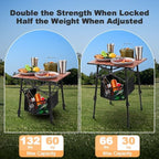 Odoland Portable Camping Table, Folding for Beach Outdoor Adjustable Height | 16.5"-23.6"H, Storage Bag for Camp, Cooking, Picnic, Travel, Backyards, Fishing, Park