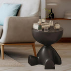 Stylish Circle Side Table Round Coffee Table Nightstand Modern Decor Furniture Stool Ottoman for Living Room Office Multi Scenario Use(Black)