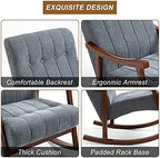 AVAWING Rocking Chair, Dark Grey Upholstered High Back Solid Wood Armchair | Soft Fabric Padded Seat; Sturdy Solid Wood Frame; Ergonomic High Back; For Adults; Easy Assembly; Living Room Bedroom Leisure