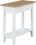 HomeStock Cool Flip Top End Table with Charging Station, 23-in x11-In x24-In, Driftwood/White, Hidden Storage, USB & Power Outlets, Stylish & Functional for Any Space