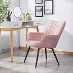 Yaheetech Accent Chair, Upholstered Armchair with Metal Legs, Pink | Linen Fabric Reading Chair, Modern and Elegant Side Chair for Living Room Bedroom Office Vanity Lounge Waiting Room