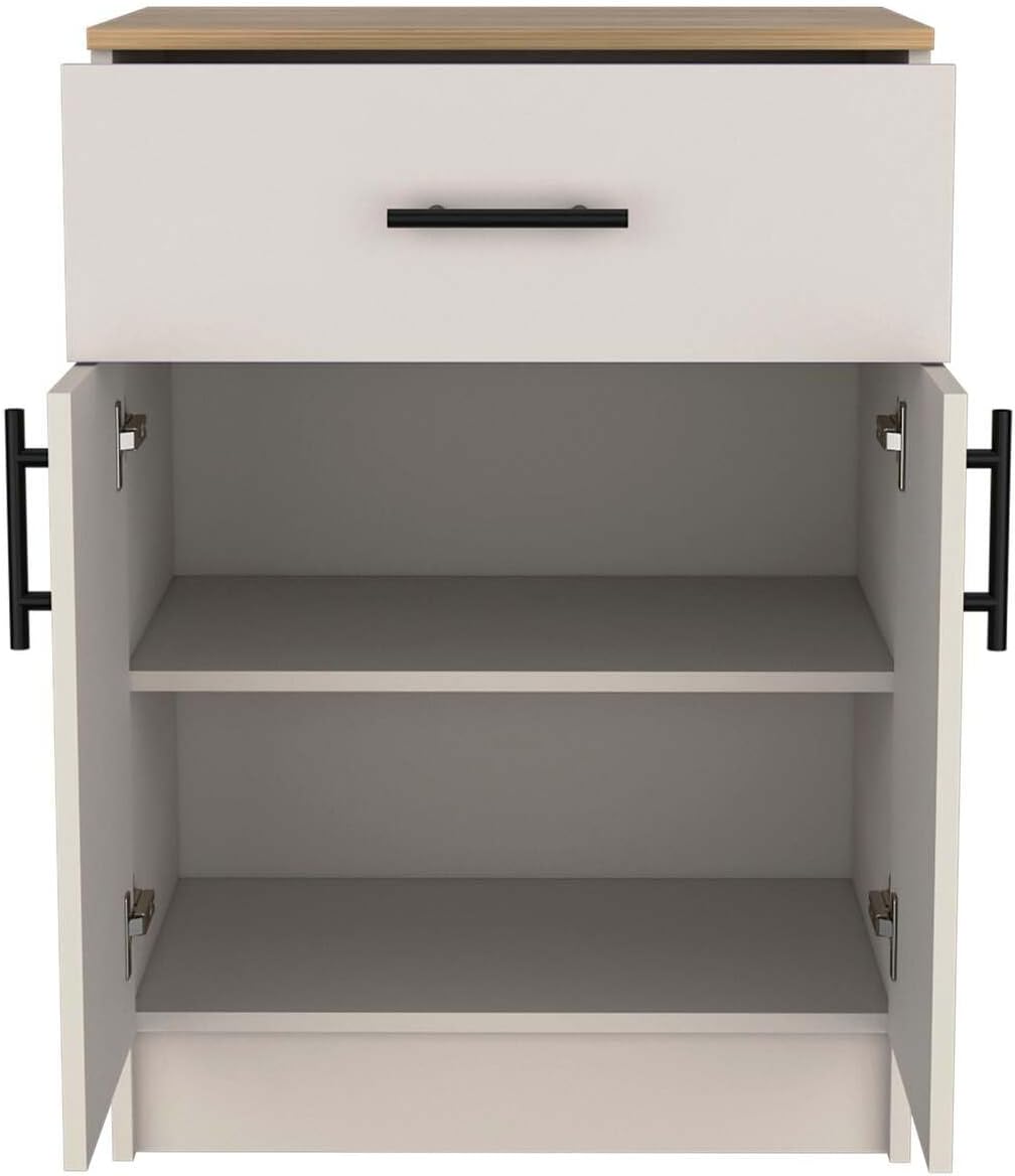 Tuhome Mayorca Pantry Cabinet, 33.5" Tall Kitchen Storage Cabinet with Doors and Shelves, 1 Drawer, 2 Doors, Engineered Wood Kitchen Pantry Cabinet Organizer for Small Appliances